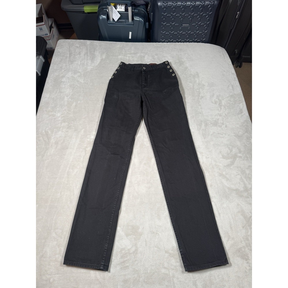 Lawman Western High Rise 26x34 Denim Black Womens 7 Rodeo Vintage Side Buttons